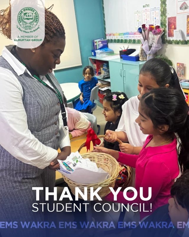 A huge thank you to our EMS Wakra Student Council for organizing a wonderful World Teachers’ Day celebration across EMS Wakra and EMKG! 💛

Our teachers were delighted by the sweet surprise treat and deeply touched by the thoughtful cards and messages prepared by our students. Your kindness and creativity truly made their day extra special!

We’re so proud of our student leaders for showing such appreciation and teamwork.

#QatarSchools #TeacherAppreciation