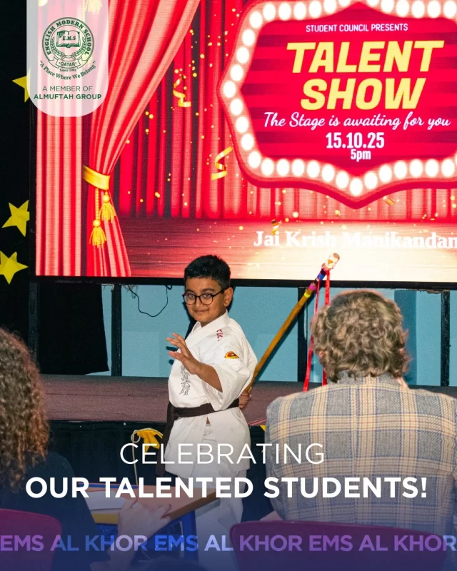 A night full of talent and energy! 

Our Student Council proudly presented the EMS Khor Talent Show, where students wowed us with singing, dancing, gymnastics, martial arts, skits and other amazing performances.✨

Friends, family, and our amazing performers made it a night to remember. 🌟🎶🎤💃

#SchoolTalent  #EMSCommunity #QatarSchools